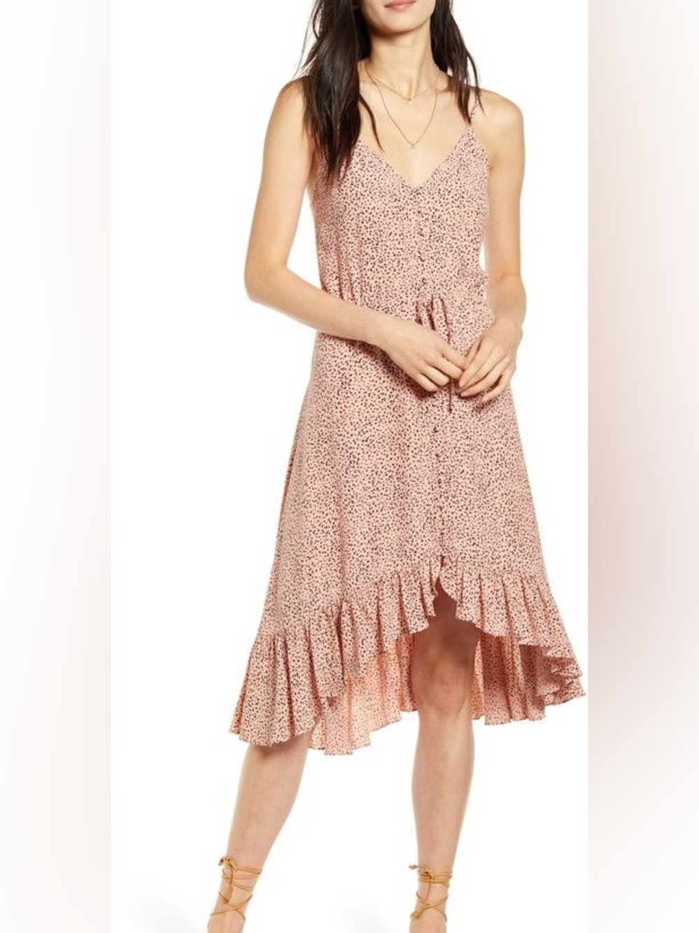 Rails – Frida Sundress / Rose spotted, with Ruffle Hem NWT